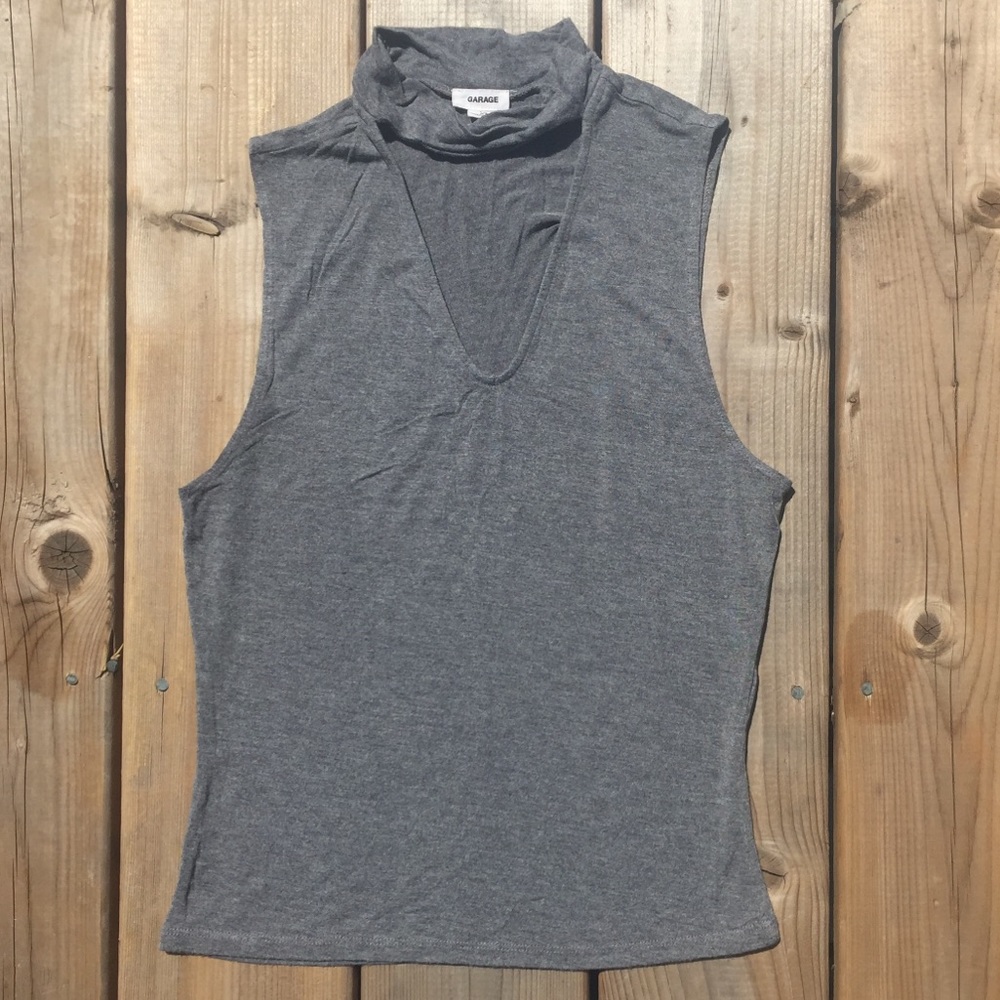 ☀️2 for 10☀️ Grey Garage Tank Top Choker Neck